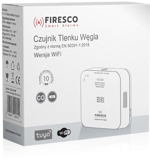 Zestaw czujników FIRESCO czujnik czadu + dymu z WiFi Zestaw czujników FIRESCO czujnik czadu + dymu z WiFi