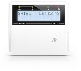 SATEL Manipulator LCD z czytnikiem kart zbliżeniowych 125 kHz (białe podświetlenie, biała obudowa) ACCO-KLCDR-W