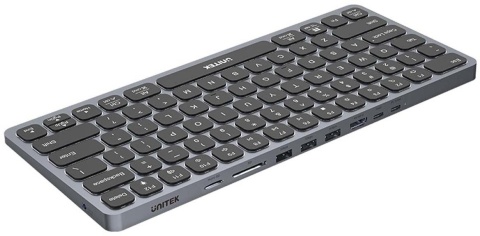 Klawiatura przewodowa Unitek D1092A 9w1 hub USB HDMI 4K PD 100W Klawiatura przewodowa Unitek D1092A 9w1 hub USB HDMI 4K PD 100W
