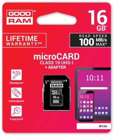 Karta pamięci microSD GOODRAM UHS-I 16GB Karta pamięci microSD GOODRAM UHS-I 16GB