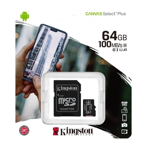 Karta pamięci microSD Kingston Canvas Select Plus microSDHC C10 UHS-I 64GB Karta pamięci microSD Kingston Canvas Select Plus microSDHC C10 UHS-I 64GB