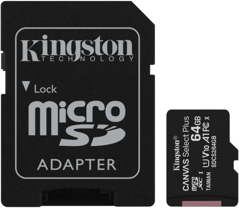 Karta pamięci microSD Kingston Canvas Select Plus microSDHC C10 UHS-I 64GB Karta pamięci microSD Kingston Canvas Select Plus microSDHC C10 UHS-I 64GB