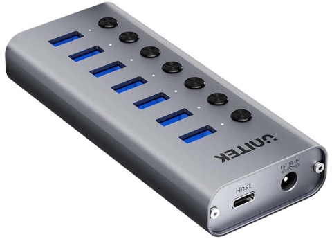 Unitek Hub USB A 3.0 7w1, 5Gbps z przełącznikami portów Unitek Hub USB A 3.0 7w1, 5Gbps z przełącznikami portów