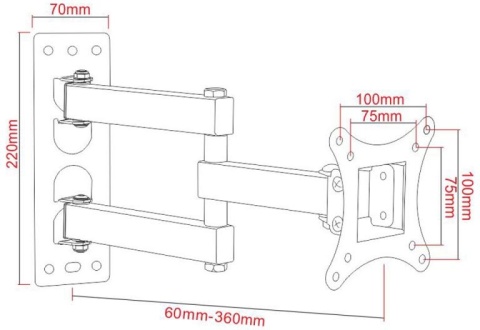 UCHWYT DO TV LCD/LED 17-42" 25KG AR-57A ART reg.pion/poziom UCHWYT DO TV LCD/LED 17-42" 25KG AR-57A ART reg.pion/poziom