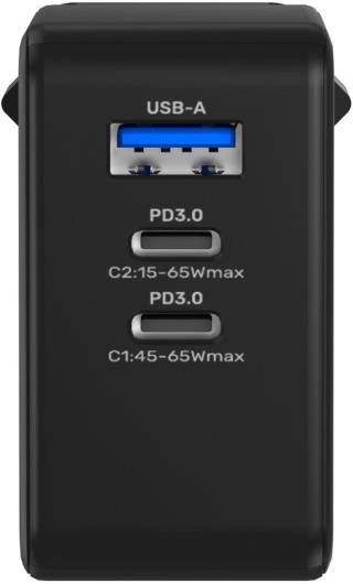 Ładowarka sieciowa Unitek 65W GaN Quick Charge (2x USB-C PD + USB-A)