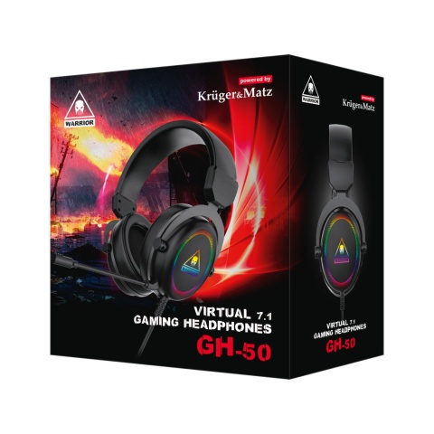 Słuchawki gamingowe nauszne przewodowe USB RGB mikrofon Kruger&Matz GH-50
