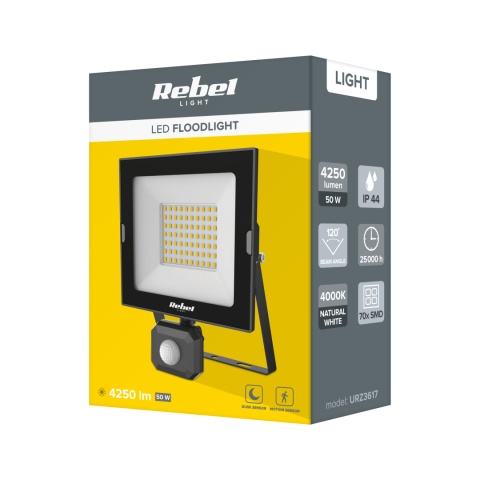 Halogen reflektor LED naświetlacz lampa 50W czujnik ruchu zmierzchu Rebel Halogen reflektor LED naświetlacz lampa 50W czujnik ruchu zmierzchu Rebel