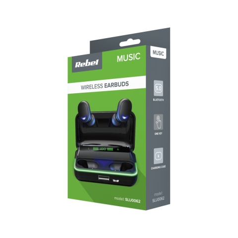 Słuchawki bezprzewodowe dokanałowe Rebel SN-E10 Bluetooth 5.0 LED Słuchawki bezprzewodowe dokanałowe Rebel SN-E10 Bluetooth 5.0 LED