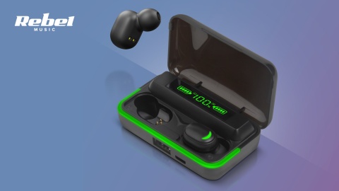 Słuchawki bezprzewodowe dokanałowe Rebel SN-E10 Bluetooth 5.0 LED Słuchawki bezprzewodowe dokanałowe Rebel SN-E10 Bluetooth 5.0 LED