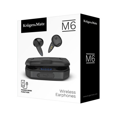 Słuchawki bezprzewodowe douszne Powerbank Bluetooth 5.1 Kruger&Matz M6 Słuchawki bezprzewodowe douszne Powerbank Bluetooth 5.1 Kruger&Matz M6