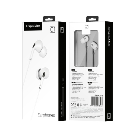 Słuchawki dokanałowe USB-C Kruger&Matz C1 Słuchawki dokanałowe USB-C Kruger&Matz C1
