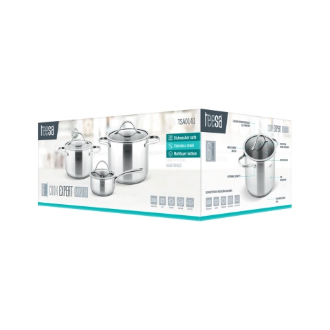 Garnki ze stali nierdzewnej 3 garnki solidne zestaw Teesa COOK EXPERT MASTER