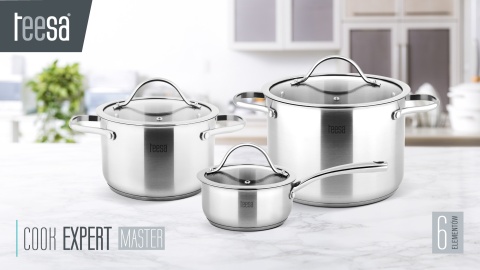 Garnki ze stali nierdzewnej 3 garnki solidne zestaw Teesa COOK EXPERT MASTER