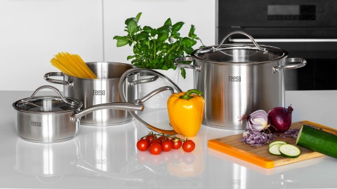 Garnki ze stali nierdzewnej 3 garnki solidne zestaw Teesa COOK EXPERT MASTER