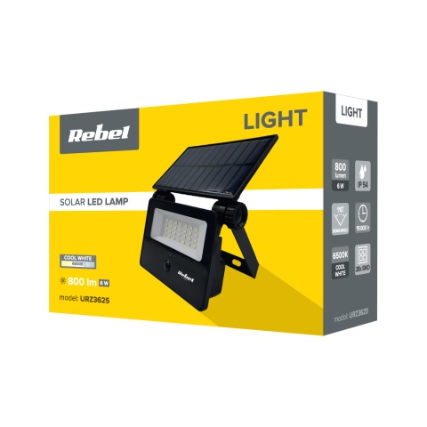 Lampa solarna ogrodowa naświetlacz z czujnikiem zmierzchu i ruchu Rebel 6W Lampa solarna ogrodowa naświetlacz z czujnikiem zmierzchu i ruchu Rebel 6W