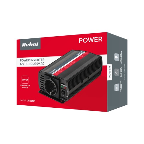 Przetwornica 12V 230V samochodowa napięcia 300W/600W Rebel Przetwornica 12V 230V samochodowa napięcia 300W/600W Rebel