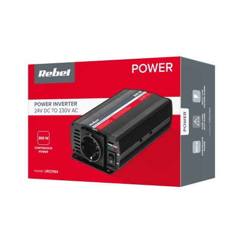 Przetwornica 24V 230V samochodowa napięcia 300W/600W Rebel Przetwornica 24V 230V samochodowa napięcia 300W/600W Rebel
