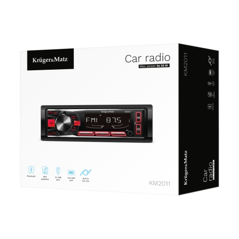 Radio samochodowe Bluetooth Kruger&Matz 1 DIN USB AUX PILOT microSD