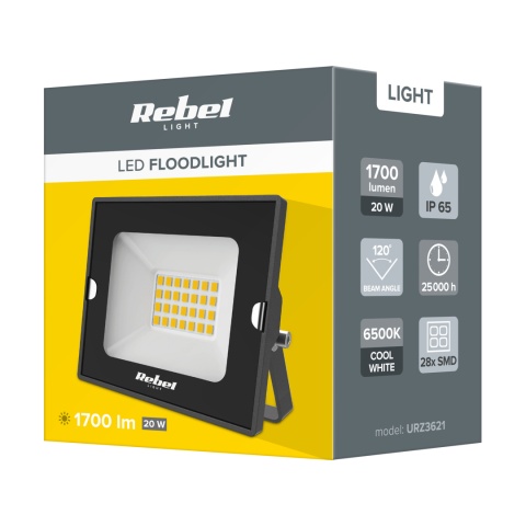 Reflektor LED 20W 6500K 230V IP65 1750lm Rebel Reflektor LED 20W 6500K 230V IP65 1750lm Rebel