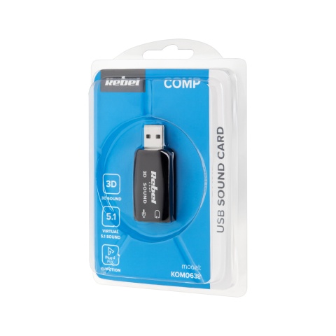 Karta dźwiękowa USB 3D Sound Virtual 5.1 Sound plug and play Rebel