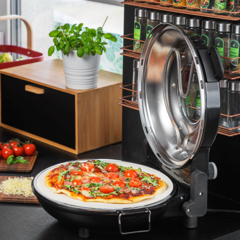 Piec do pizzy Teesa 400°C 1200W kamień okienko 2 łopatki