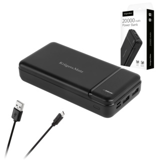 Power bank 20000mAh 2xUSB USB-C kabel KrugerMatz