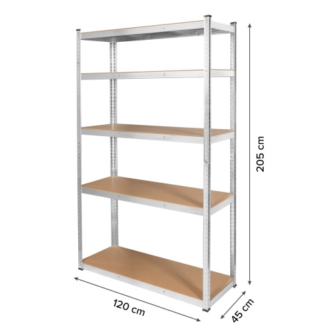 Regał metalowy magazynowy 2w1 5 półek garażowy 205x120x45cm 750kg Rebel Regał metalowy magazynowy 2w1 5 półek garażowy 205x120x45cm 750kg Rebel