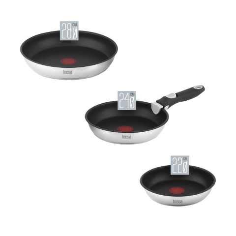 Zestaw 3 patelni z odłączaną rączką Teesa FRYING PANS SINGLE HAND