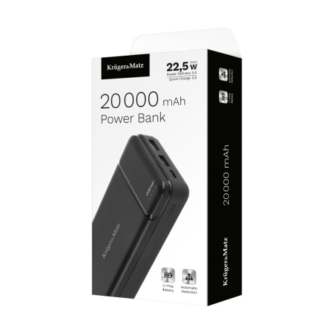 POWER BANK Kruger&Matz 20000 mAh Li-pol z funkcją QC oraz PD POWER BANK Kruger&Matz 20000 mAh Li-pol z funkcją QC oraz PD