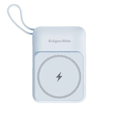 POWER BANK indukcyjny Kruger&Matz 10000 mAh Mag Safe z kablem niebieski POWER BANK indukcyjny Kruger&Matz 10000 mAh Mag Safe z kablem niebieski