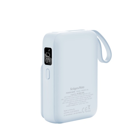 POWER BANK indukcyjny Kruger&Matz 10000 mAh Mag Safe z kablem niebieski POWER BANK indukcyjny Kruger&Matz 10000 mAh Mag Safe z kablem niebieski
