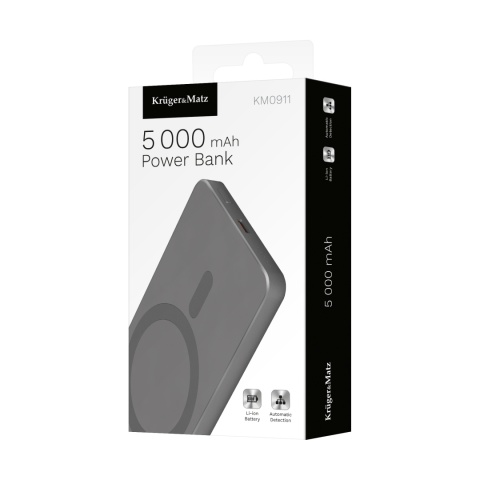 POWER BANK indukcyjny Kruger&Matz 5000 mAh Mag Safe szary POWER BANK indukcyjny Kruger&Matz 5000 mAh Mag Safe szary