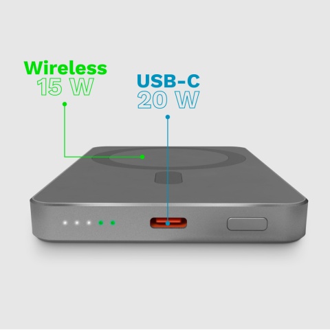 POWER BANK indukcyjny Kruger&Matz 5000 mAh Mag Safe szary POWER BANK indukcyjny Kruger&Matz 5000 mAh Mag Safe szary