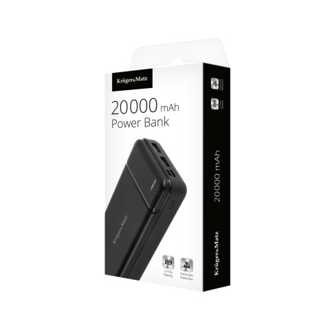 Power bank 20000mAh 2xUSB USB-C kabel KrugerMatz Power bank 20000mAh 2xUSB USB-C kabel KrugerMatz