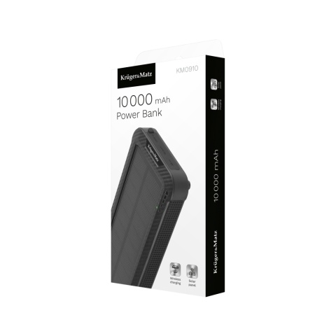 Powerbank solarny Kruger&Matz 10 000 mAh ładowanie bezprzewodowe latarka Powerbank solarny Kruger&Matz 10 000 mAh ładowanie bezprzewodowe latarka