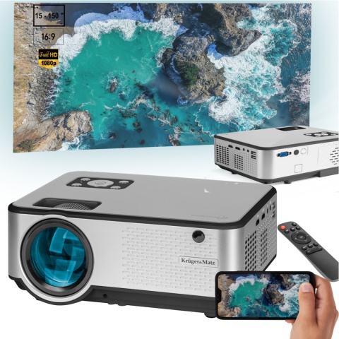 Projektor LED Full HD WiFi USB rzutnik KrugerMatz Projektor LED Full HD WiFi USB rzutnik KrugerMatz