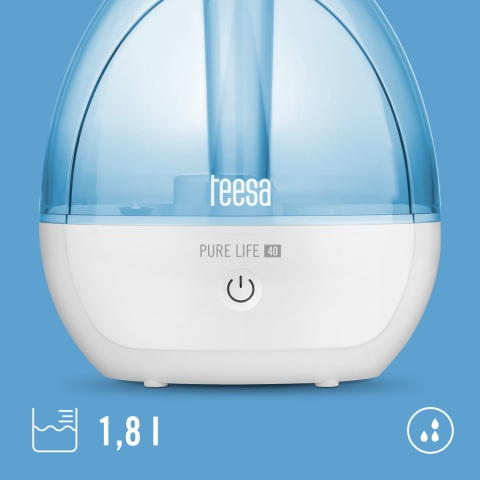 Ultradźwiękowy nawilżacz powietrza TEESA PURE LIFE 40 cichy lampka automat