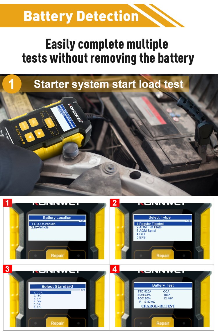 Konnwei KW510 Tester baterii Konnwei KW510
